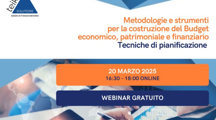 webinar teikos solutions Metodologie e strumenti per la costruzione del budget economico, patrimoniale e finanziario